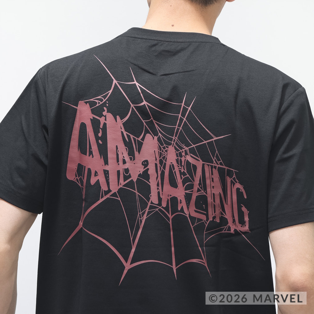 【新品未使用】 dvelp 総柄シャツ M スパイダー マーベル メンズ 半袖 Tシャツ UVカットドライグラフィックTシャツ