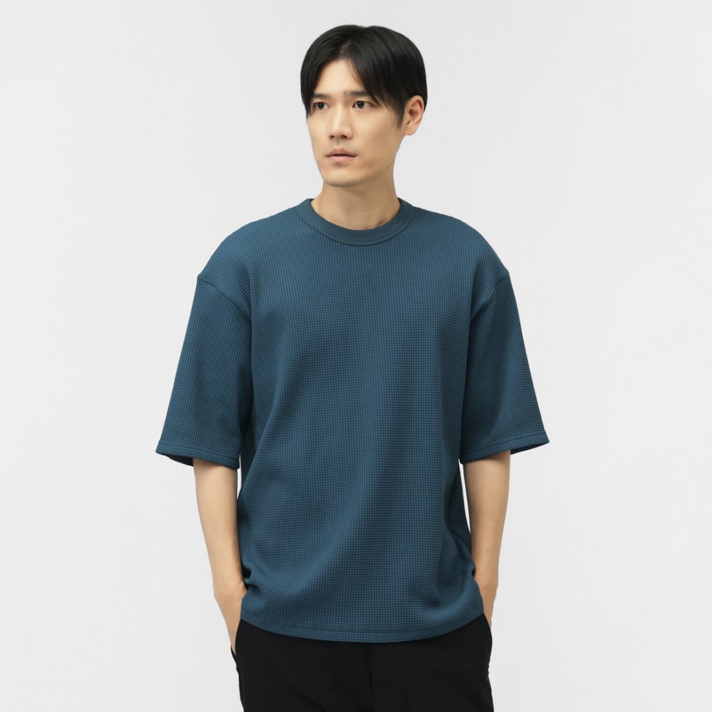 ティゴラ メンズ 半袖 Tシャツ ワッフル5分袖Tシャツ TR-9C1715TS