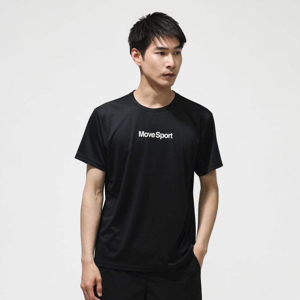Move Sport ブラック Tシャツ ・スエットM ムーブスポーツ メンズ 半袖 機能 Tシャツ 半袖Tシャツ ST6SHTA3MB