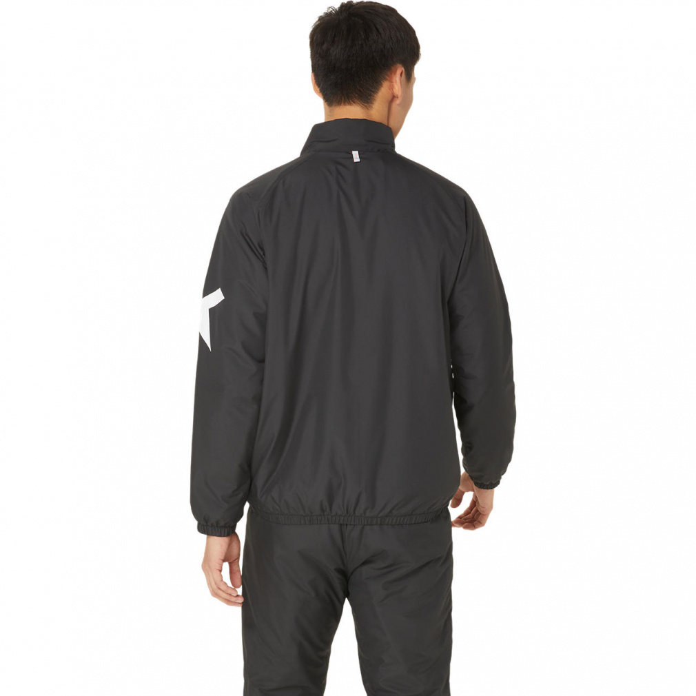 ASICS ウインドブレーカーウォームアップウェア ブラック　中わた　XL アシックス メンズ 中綿ジャケット A-I-M 中わたウインドブレーカー