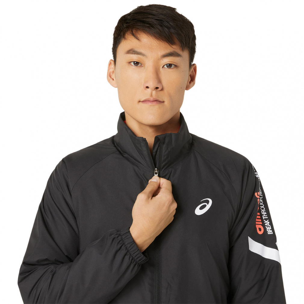 ASICS ウインドブレーカーウォームアップウェア ブラック　中わた　XL アシックス メンズ 中綿ジャケット A-I-M 中わたウインドブレーカー