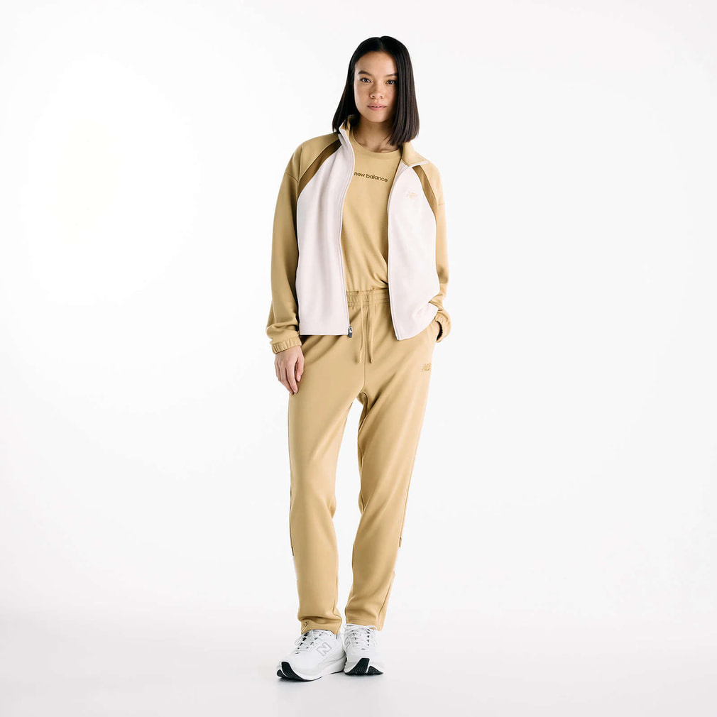 HONNUF ゴールドニット、パンツ ニューバランス レディース ジャージ パンツ ニットパンツ テーパード